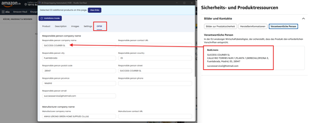 GPSR responsible person details automatically populated during listing in Hustle Got Real (HGR).